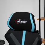Cadeira de Gaming com Apoio para os Pés Retrátil Cadeira de Escritório Reclinável com Apoio para a Cabeça e Altura Ajustável 65x65x119 - 129cm Preto e Azul