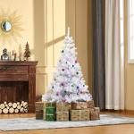 Árvore de Natal Artificial 150cm com 680 Ramos de PVC 48 Decorações Incluidas Decoração de Natal Φ85x150cm Branco