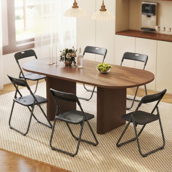 Conjunto de 6 Cadeiras Dobráveis com Encosto Curvo Assento Côncavo com Ventilação 48,5x47x75 cm Preto