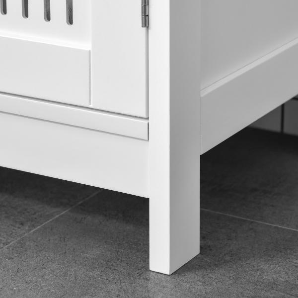 Móvel para Lavatório Armário Casa de Banho de Chão de Madeira com 2 Portas Ventiladas e Prateleira Interior Ajustável Moderno 60x30x60 cm Branco