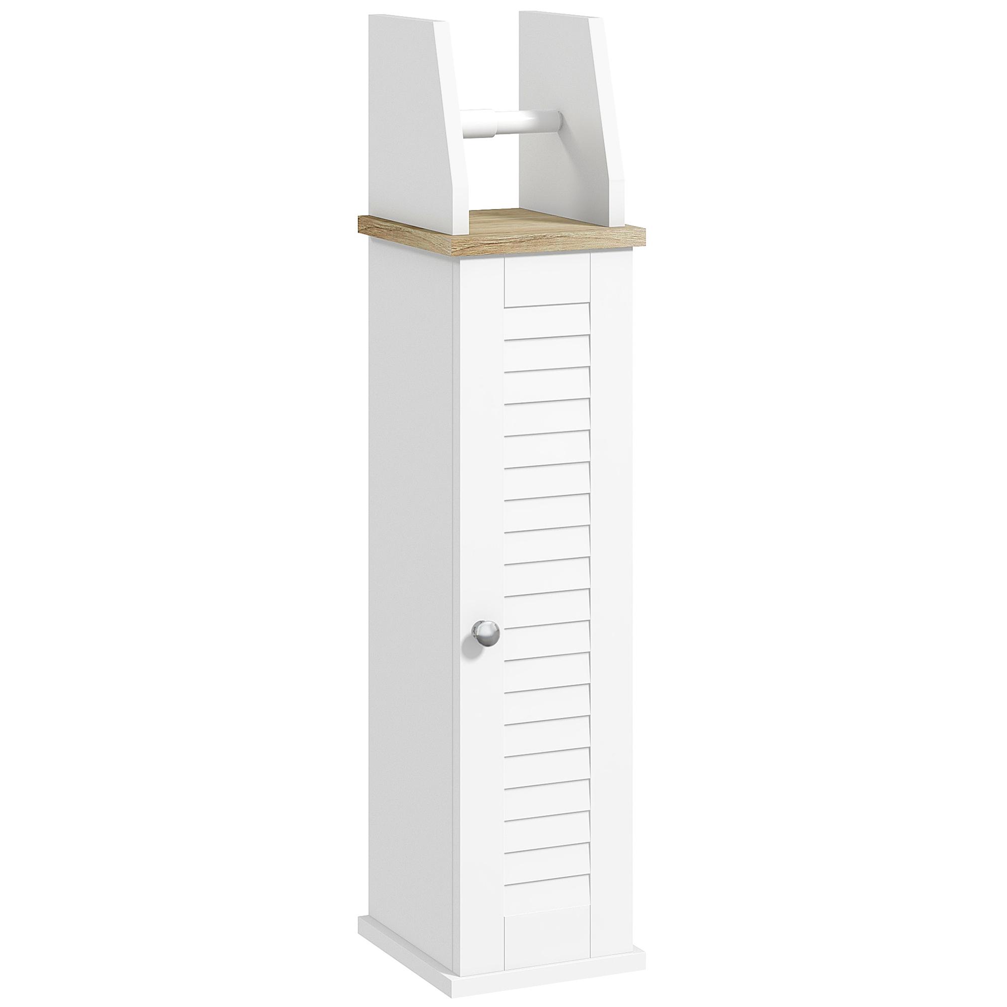 Armário Casa de Banho Moderno com Prateleiras Ajustáveis e Suporte para Papel Higiénico 18x20x80 cm Branco