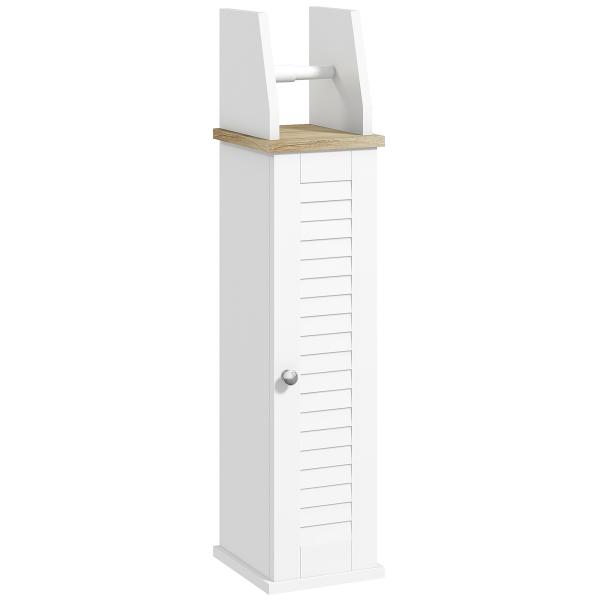Armário Casa de Banho Moderno com Prateleiras Ajustáveis e Suporte para Papel Higiénico 18x20x80 cm Branco