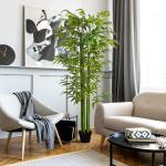 Planta Artificial Bambu Artificial para Interiores e Exteriores Decoração de Sala de Estar Escritório Ø17x180 cm Verde