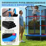 Trampolim Infantil Ø140x190 cm Trampolim para Crianças de 3 - 6 Anos com Rede de Segurança Carga 45 kg para Interior Azul