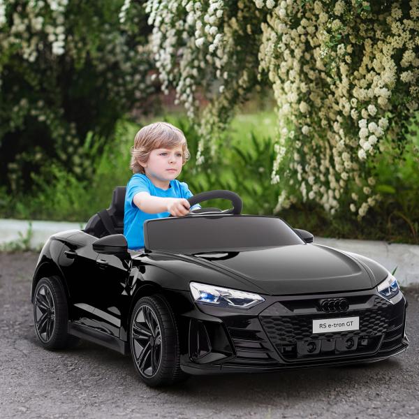 Carro Elétrico AUDI RS E - Tron GT 12V com 2 Motores Faróis LED Buzina Música USB 3 - 5km/h 103x58x41cm Preto
