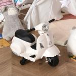 Mota Elétrica Vespa 6V com Farol Buzina e Rodas Auxiliares para Crianças de 18 - 36 Meses Branco 66,5x38x52 cm