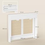Cobertura para Radiador com Portas Rebatíveis e Vime Proteção Radiador de MDF 111x19x95,5 cm com Compartimento Desenho Boémio Branco