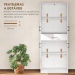 Armário de Cozinha com 4 Portas 1 Gaveta e Prateleiras Ajustáveis Anti - Tombo Armário de Cozinha Moderno 70,8x34x180 cm Branco