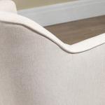Poltrona Estilo Nórdico Estofada em Linho com Pés de Madeira para Dormitório Escritório Estúdio 64,5x65x79,5 cm Creme