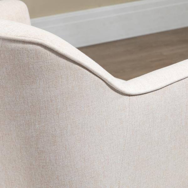 Poltrona Estilo Nórdico Estofada em Linho com Pés de Madeira para Dormitório Escritório Estúdio 64,5x65x79,5 cm Creme