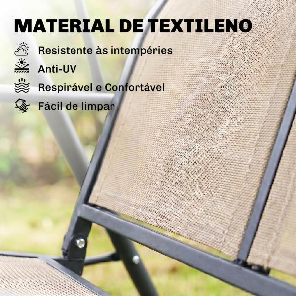Baloiço de Jardim Exterior de 3 Lugares com Toldo Reclinável Assento Respirável e Estrutura de Aço 175x118x159 cm Bege