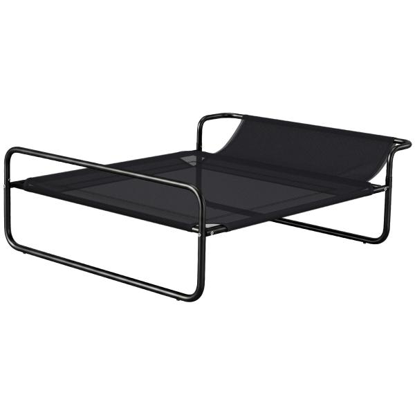 Cama Elevada para Cães Respirável para Cães Pequenos 91x69x29 cm Tecido de Textilene Apoio de Cabeça Preto