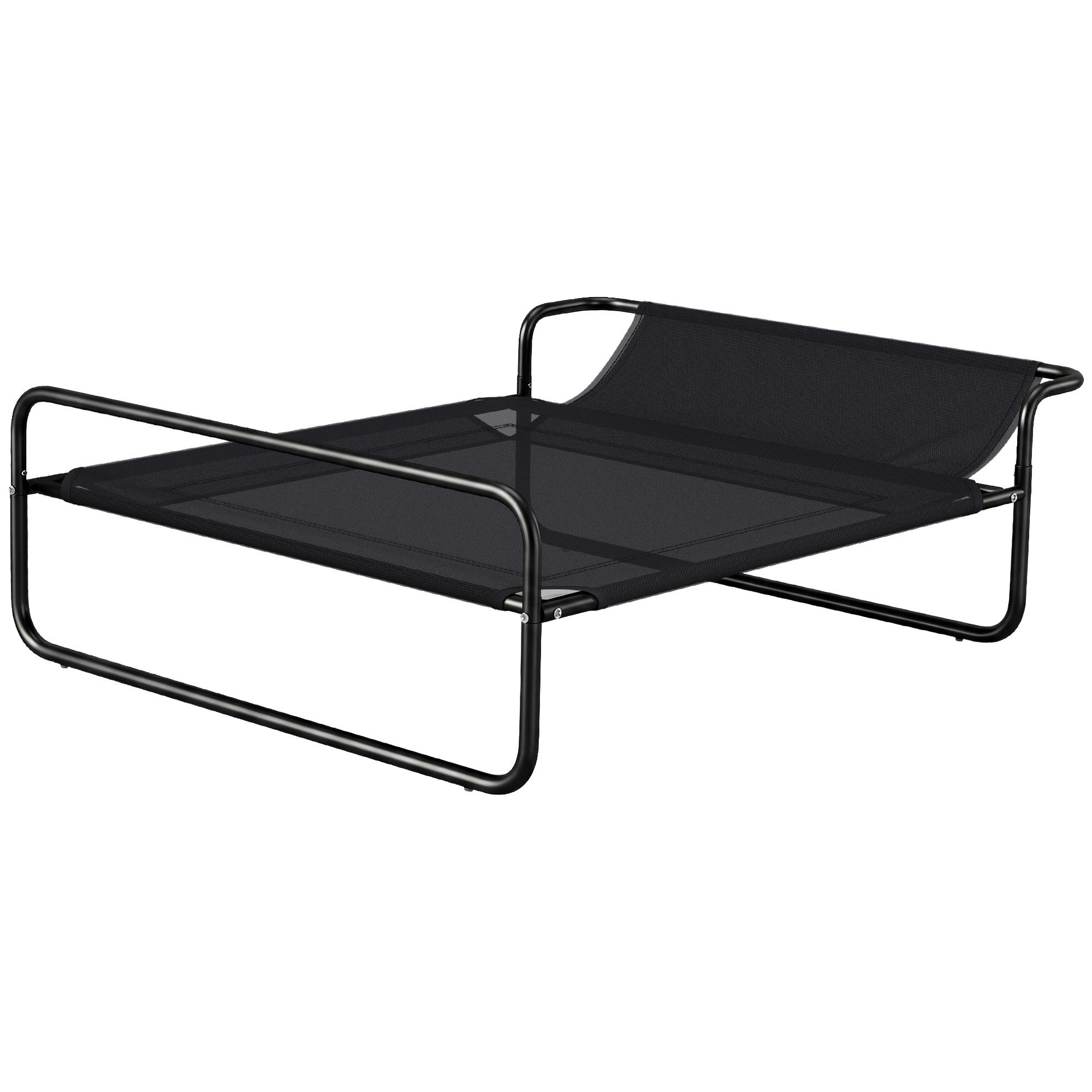 Cama Elevada para Cães Respirável para Cães Pequenos 91x69x29 cm Tecido de Textilene Apoio de Cabeça Preto