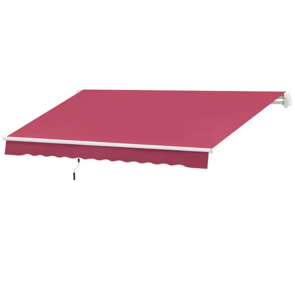 Toldo Manual 395x245 cm Toldo de Varanda Pátio com Manivela de Alumínio e Tecido de Poliéster 280 g/m² Vinho