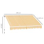 Toldo Manual Retrátil 350x250 cm Toldo Exterior para Terraço com Ângulo Ajustável Braço Articulado Montagem à Parede Estrutura de Alumínio Anti - UV e Impermeável para Jardim Laranja