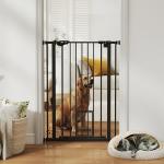 Barreira de Segurança Ajustável com Porta Pequena, Fecho Automático e Sistema de Bloqueio Duplo 74 - 80 x 104,1 cm Preta