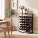 Garrafeira para 30 Garrafas de 6 Níveis com Superfície de Madeira Estilo Industrial 59x30x88,5 cm Castanho Rústico