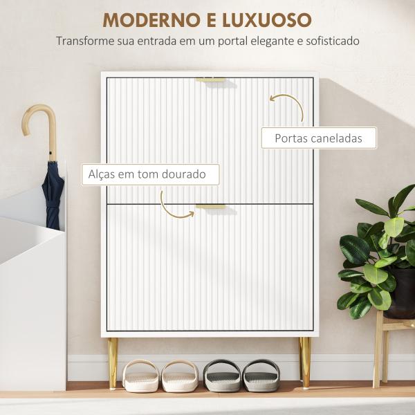Sapateira Estreita Sapateira para Entrada com Prateleiras Ajustáveis para 12 Pares de Sapatos 60x24x91,5 cm Branco