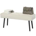 Banco de Pé de Cama Multifuncional e Moderno Banco de Dormitório com Pés de Aço e Assento Acolchoado 100x36x45 cm Creme