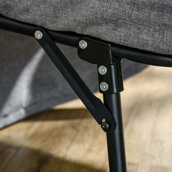 Sofá Cama 4 em 1 Estofado em Linho com Encosto Ajustável em 5 Níveis e Almofada Acolchoada 75x80x74 cm Cinza