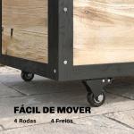 Baú de Exterior 121 L Baú de Armazenamento em Madeira com 4 Rodas para Jardim Pátio Varanda 100x50x43 cm Natural e Preto