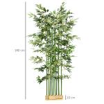 Planta Artificial em Vaso de Madeira de Pinho 180cm Bambu Artificial com 1640 Folhas Realistas 35x10x180 cm Verde