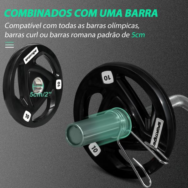 Conjunto de 2 Discos de Pesos Olimpicos 10kg Ferro Fundido Placas de Peso com Orifício de 5cm Ø32x4cm Preto