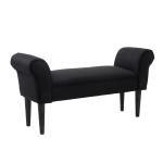 Banco de Pé de Cama Banco com Braços Curvados Estofado e Pés de Madeira Carga Máxima 130kg 102x31x51cm Preto