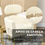 Poltrona Sala de Estar Individual em Borrego com Apoio para a Cabeça e Pés de Metal 71x65x90 cm Creme