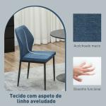 Conjunto de 2 Cadeiras de Jantar Modernas Cadeiras de Cozinha com Assento Acolchoado e Estofado Encosto Curvo 45x57x86 cm Azul Escuro