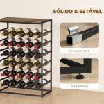 Garrafeira para 30 Garrafas de 6 Níveis com Superfície de Madeira Estilo Industrial 59x30x88,5 cm Castanho Rústico