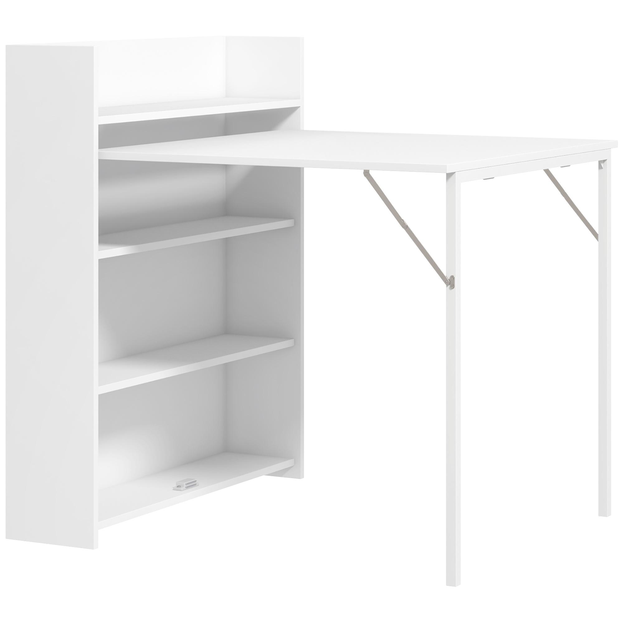 Mesa Dobrável de Jantar Mesa de Cozinha com Folha Abatível 4 Compartimentos Até 3 Pessoas 78,5x91x93 cm Branco