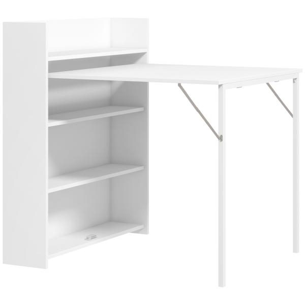 Mesa Dobrável de Jantar Mesa de Cozinha com Folha Abatível 4 Compartimentos Até 3 Pessoas 78,5x91x93 cm Branco