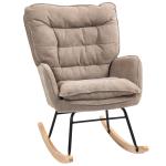 Poltrona de Baloiço Moderna Estofada em Chenilha Poltrona de Lactância com Encosto Largo 71x98,5x97 cm Castanho