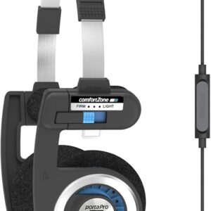 Auscultadores Porta Pro c/ Fios e Microfone (Preto/Prateado) - KOSS