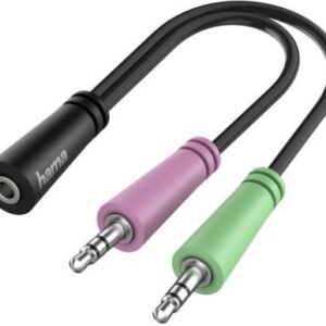 Cabo Jack 3.5mm TRS Fêmea - Cabo Jack 2x 3.5mm Macho (0,15 mts) - HAMA