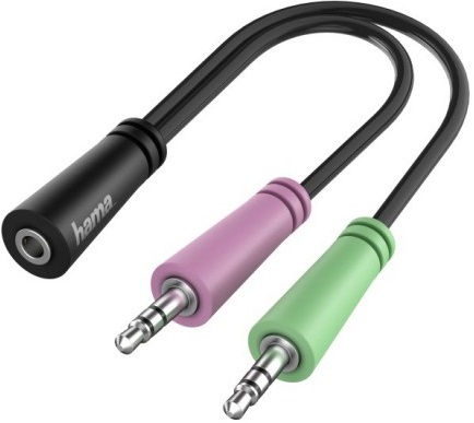 Cabo Jack 3.5mm TRS Fêmea - Cabo Jack 2x 3.5mm Macho (0,15 mts) - HAMA