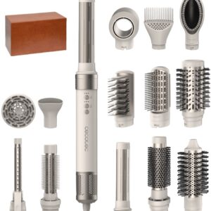 Modelador de Cabelo Bamba CermicCare 14-EM-1 AirGlam (Champanhe) - CECOTEC