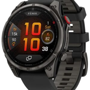 Smartwatch Fenix 8 Pro 47mm AMOLED (Cinzento Titânio Safira c/ Bracelete Preta em Silicone) - GARMIN