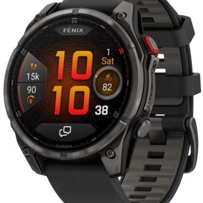 Smartwatch Fenix 8 Pro 51mm AMOLED (Cinzento Titânio Safira c/ Bracelete Preta em Silicone) - GARMIN