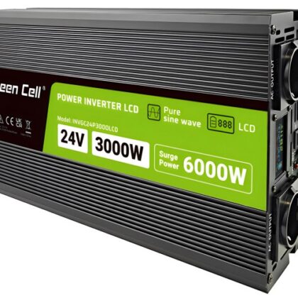 Conversor ONDA PURA 24V - 220V 3000W c/ USB + DIsplay LCD - GREEN CELL