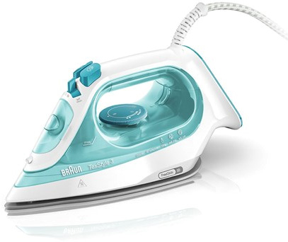 Ferro de Engomar a Vapor TexStyle 3 SI 3041 GR Base de cerâmica 2350W (Turquesa, Branco) - BRAUN