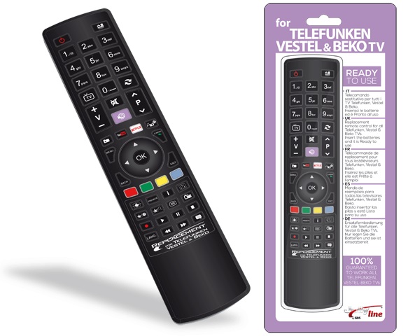 Comando Universal Dedicado p/ TVs LCD TELEFUNKEN, VESTEL e BEKO