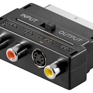 Ficha Adaptadora SCART Macho - 3 RCA Femea + S-Video