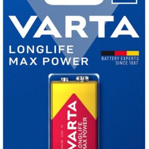 Pilha Alcalina LongLife Max Power 6LR61 9V - VARTA