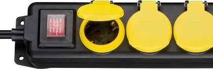 Extensão Quintupla 3x 1,5mm c/ Protecção de Mola IP44 + Interruptor (3 mts) - GOOBAY