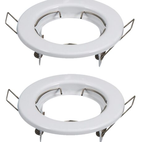 Pack 2x Aros Redondos Fixos Branco p/ Lampadas MR16-GU10