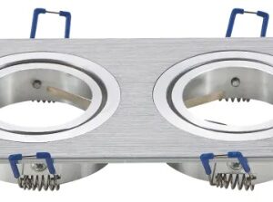 Aro Duplo Quadrado Ajust?vel em Aluminio p/ Lampadas MR16-GU10