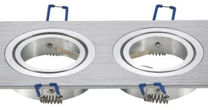 Aro Duplo Quadrado Ajust?vel em Aluminio p/ Lampadas MR16-GU10