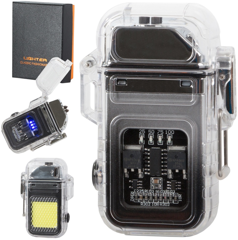 Isqueiro Plasma c/ Luz LED COB Recarregável USB